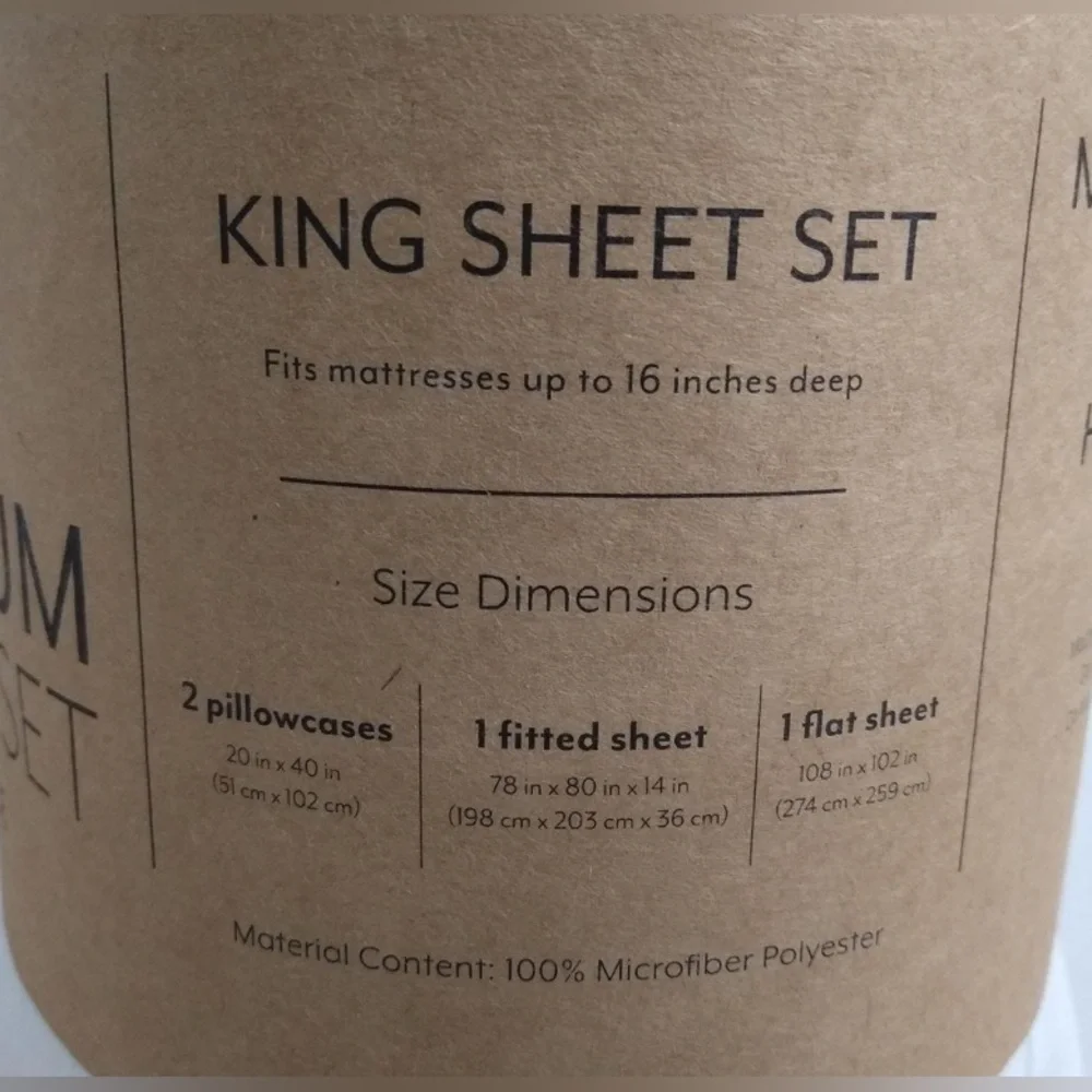 NEW Microfiber King Sheet Set 4 Piece Ultra Soft & Wrinkle-Free Easy Care Bed